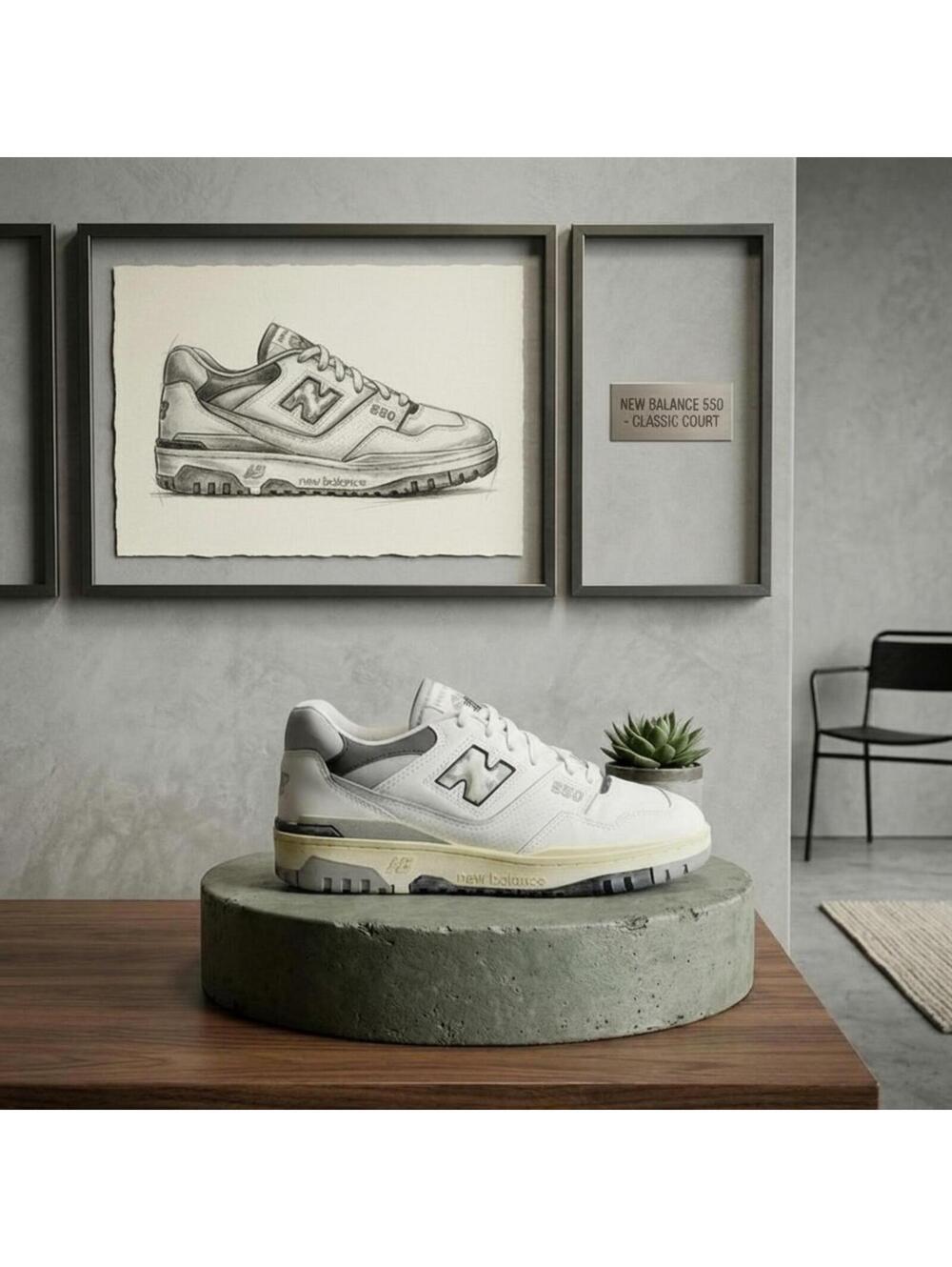 7.5 Mens/9 Womens, New Balance 550 VGB White Gray BB550VGB, New In Box